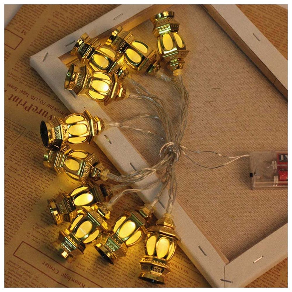 HilalFul - Ramadan Golden Lantern Light String - Blue