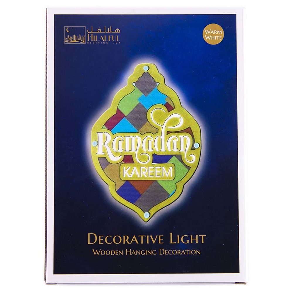 HilalFul - Wooden Ramadan Kareem Hanging Decoration Light