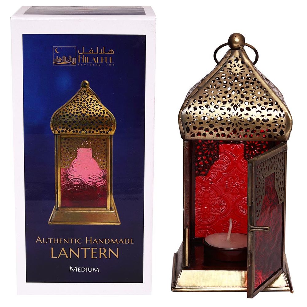 هلالفل - فانوس أصلي مصنوع يدويًا - متوسط - أحمر