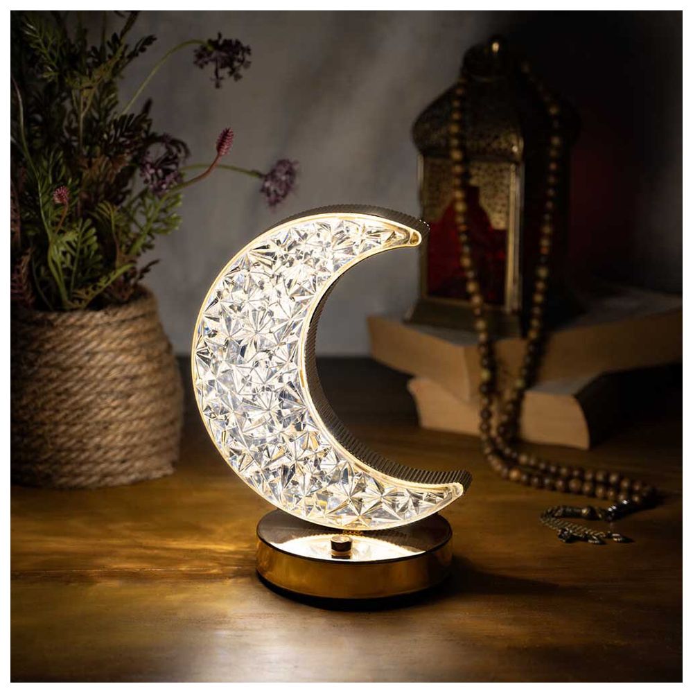 HilalFul - Crystal Crescent Table Lamp - Gold
