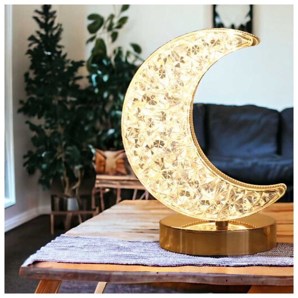 HilalFul - Crystal Crescent Table Lamp - Gold