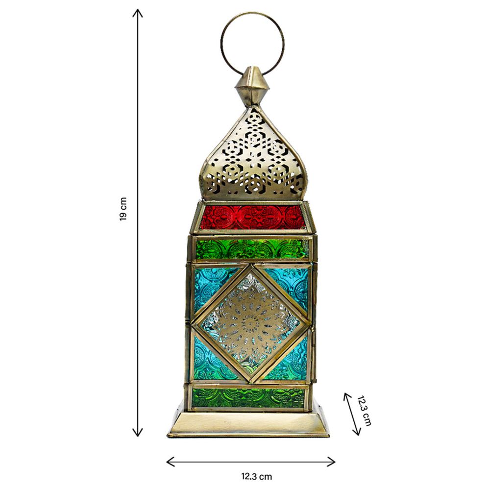 هلالفل - فانوس زجاجي عتيق من النحاس - القاهرة - متعدد الألوان