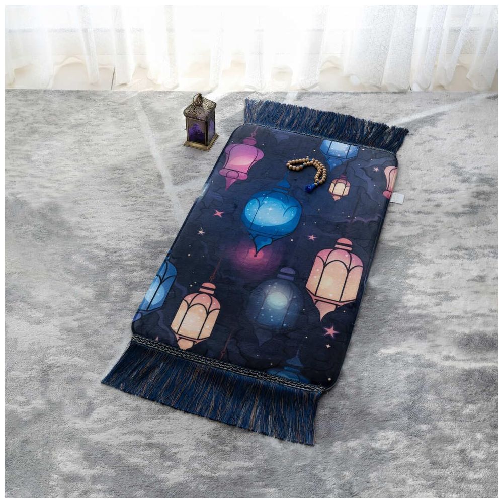 هلالفُل - سجادة صلاة للأطفال فوم - فوانيس - أسود