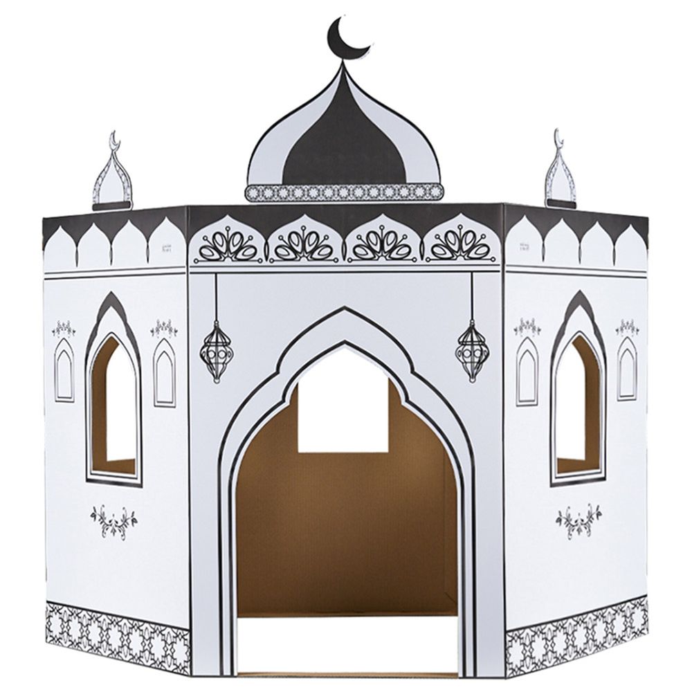 هلالفل - مسجد ملون من الورق المقوى - أبيض/أسود