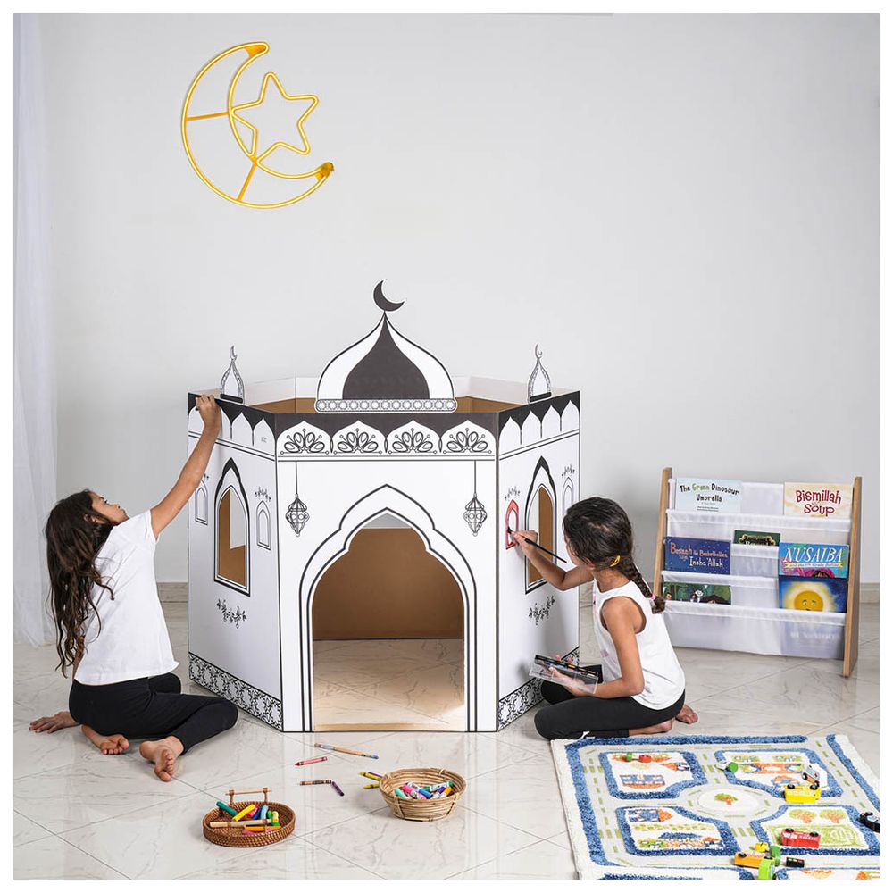 هلالفل - مسجد ملون من الورق المقوى - أبيض/أسود