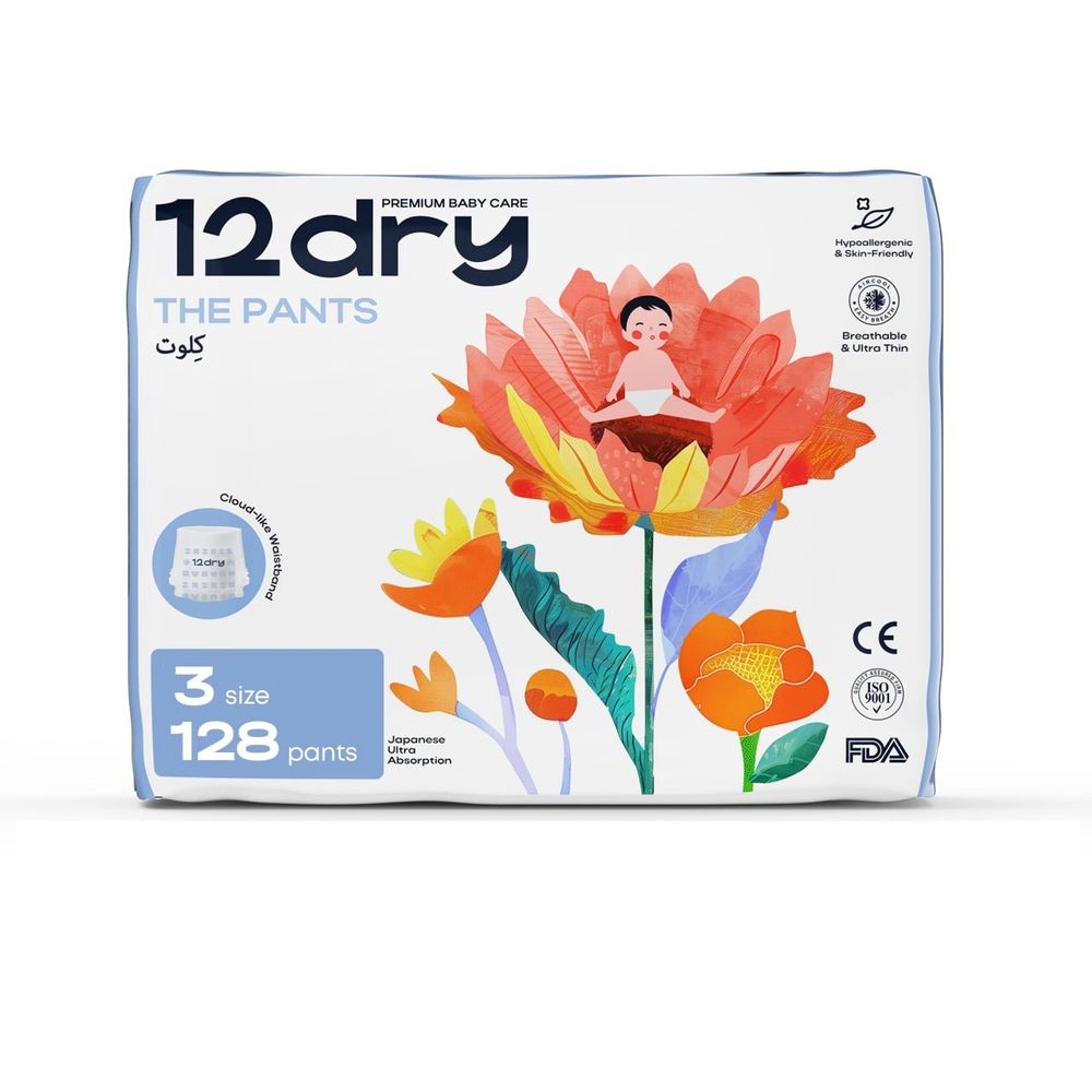 12dry Pants - Premium Baby Care - Size 3, 6-11 kg - 128 Count