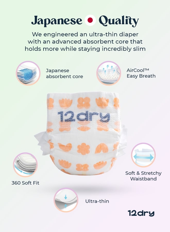 12دراي- حفاضات بريميوم للعناية بالأطفال حديثي الولادة 2-5 كجم - 140 حفاض