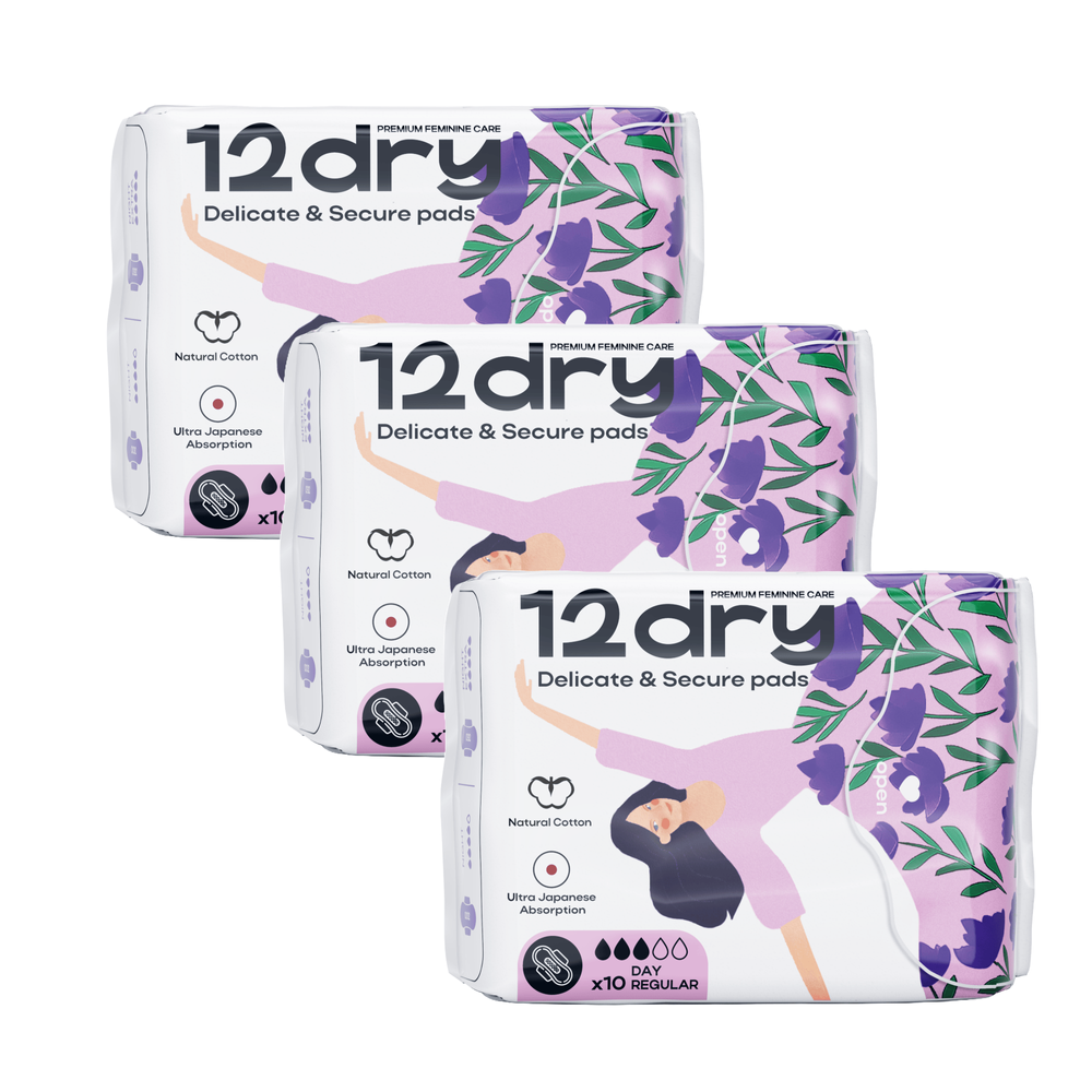 12dry - Ultra Thin Day Regular Pads - Pack of 3 - 30 pieces