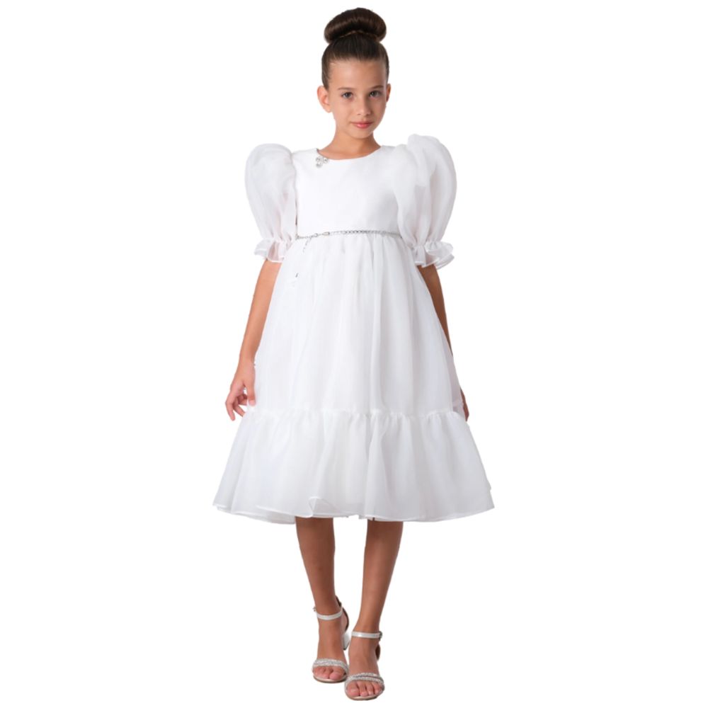 فيا بامبينو - فستان بناتي لمسة من النقاء والأناقة - أبيض