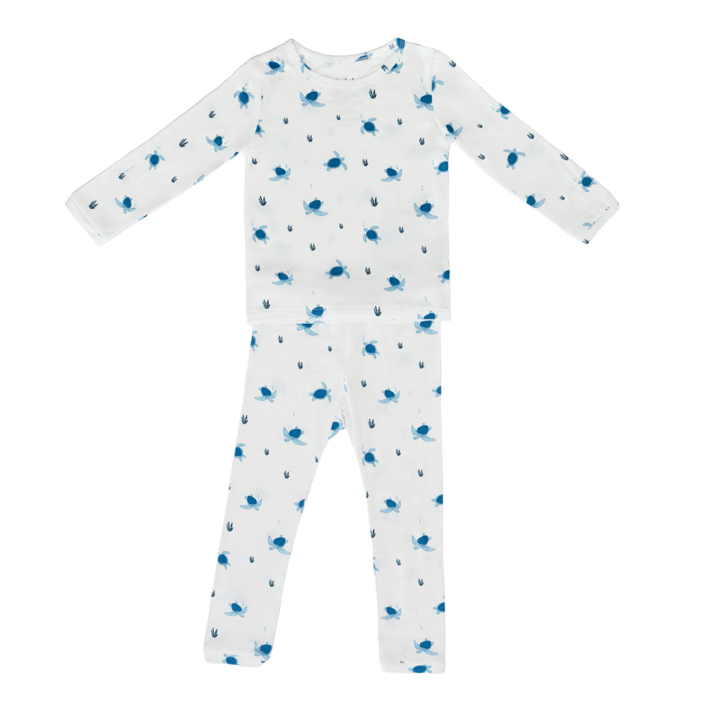 Hushabye - 2pc-Set - Turtle Print Bamboo Pyjama Set - White