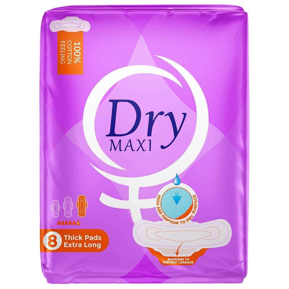 Dry - Maxi Thick Pads - Extra Long - 8 Pcs