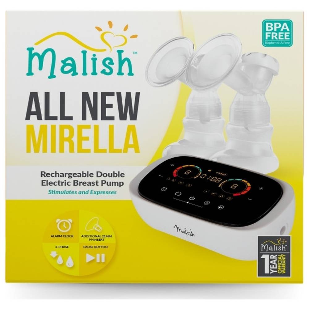 Malish - All New Mirella Rechargeable Double Breast Pump - White