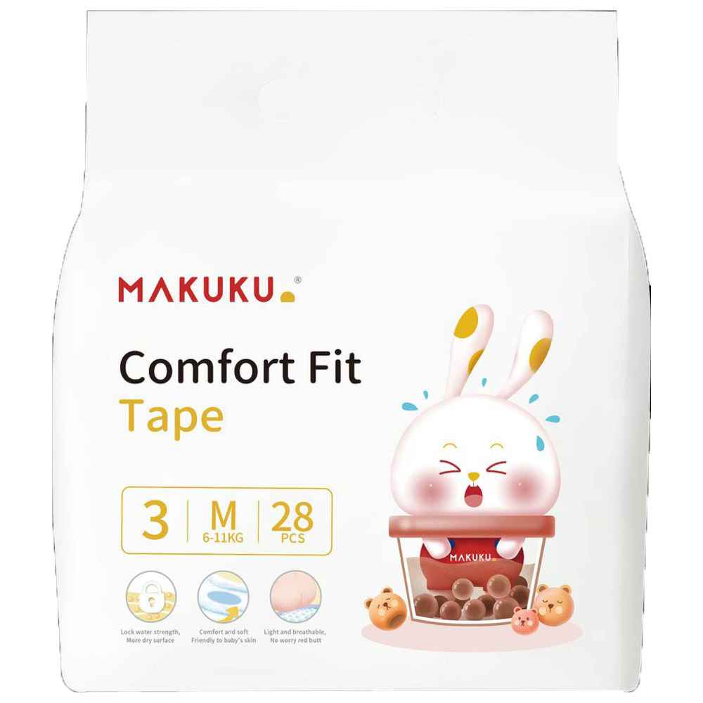 ماكوكو - حفاضات كِلوت كومفورت فيت - الحجم 3 - متوسط - 6-11 كلغ - 28 حفاض