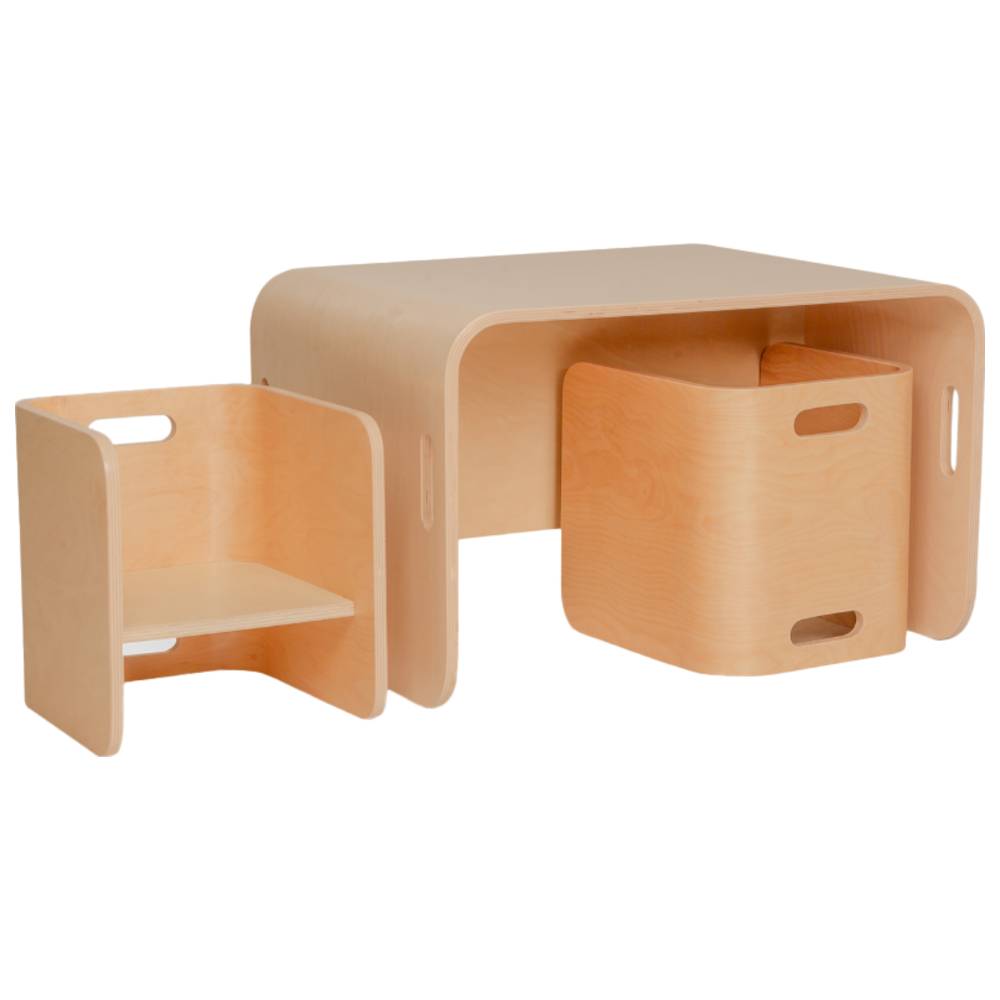 مياماما - طاولة أطفال مونتيسوري مع كرسيين - 3 قطع