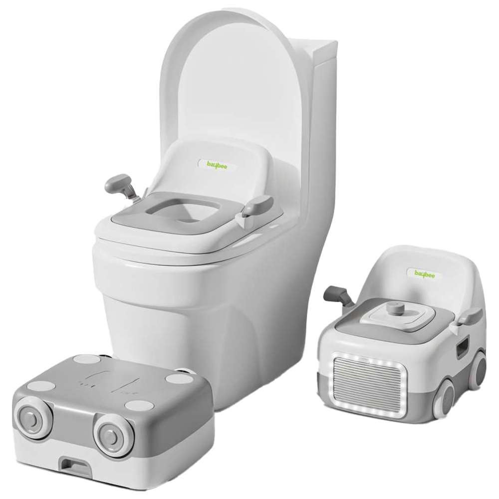 بايبي - كرسي تدريب الحمام للأطفال القابل للتحويل 3 في 1 - رمادي