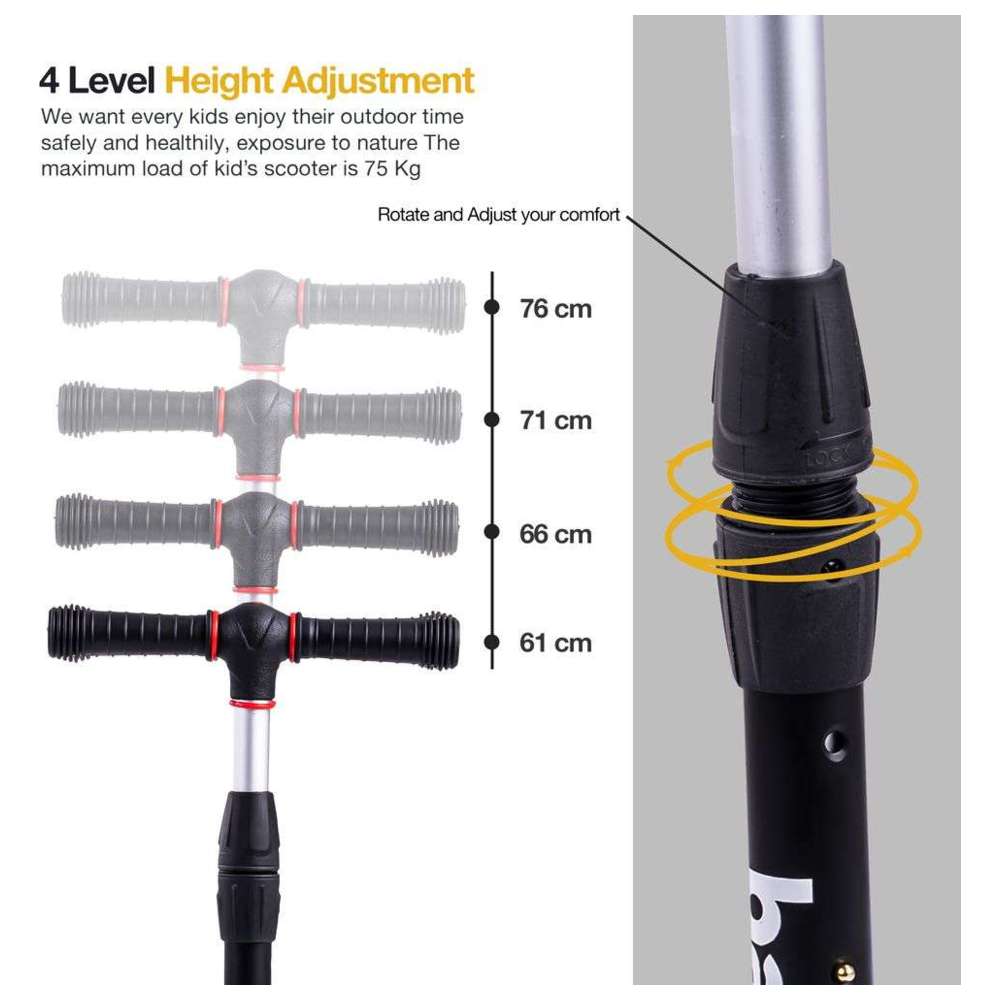 بايبي - سكوتر قابل للطي للأطفال - أسود