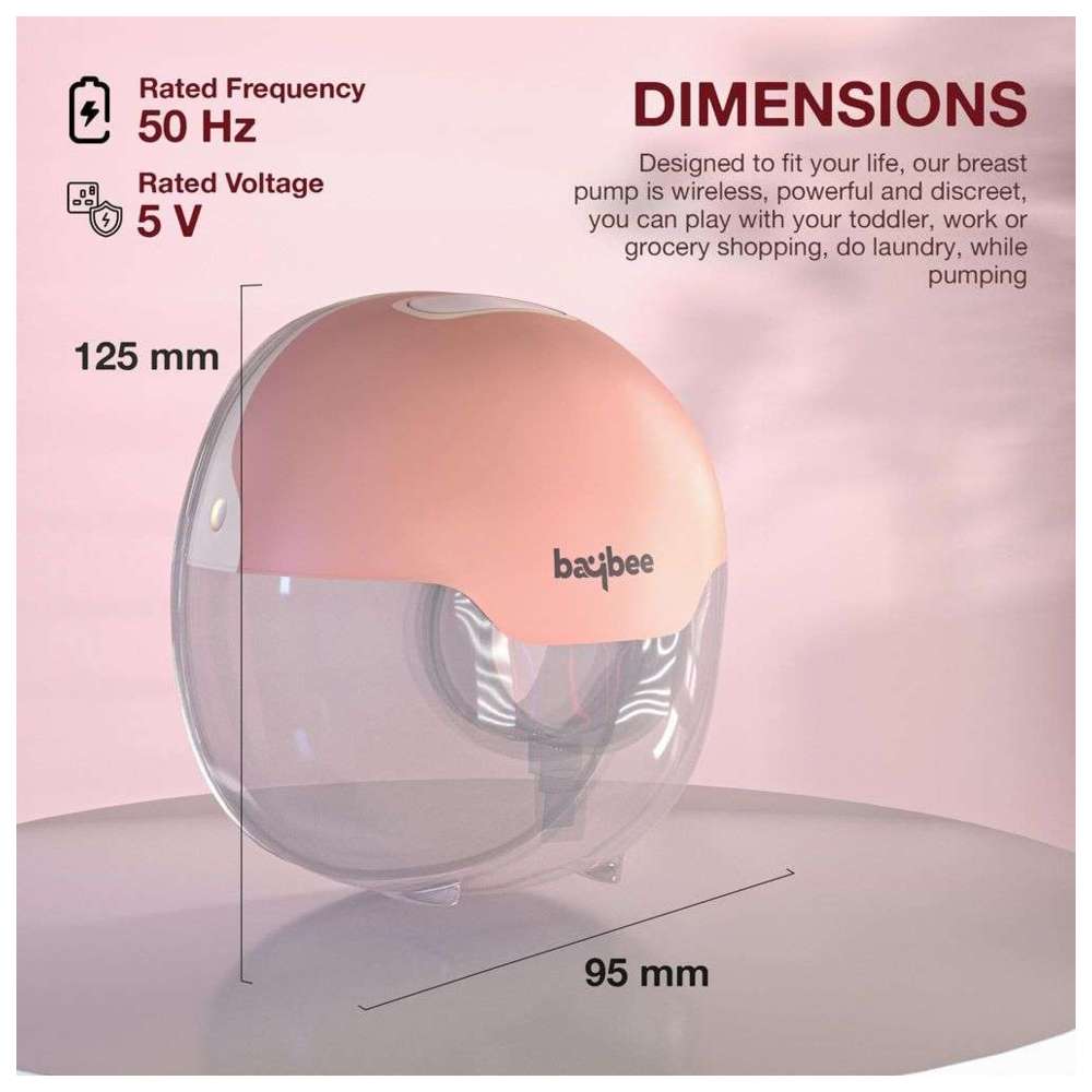 Baybee - Double Wearable Electric Breast Pump - Pink