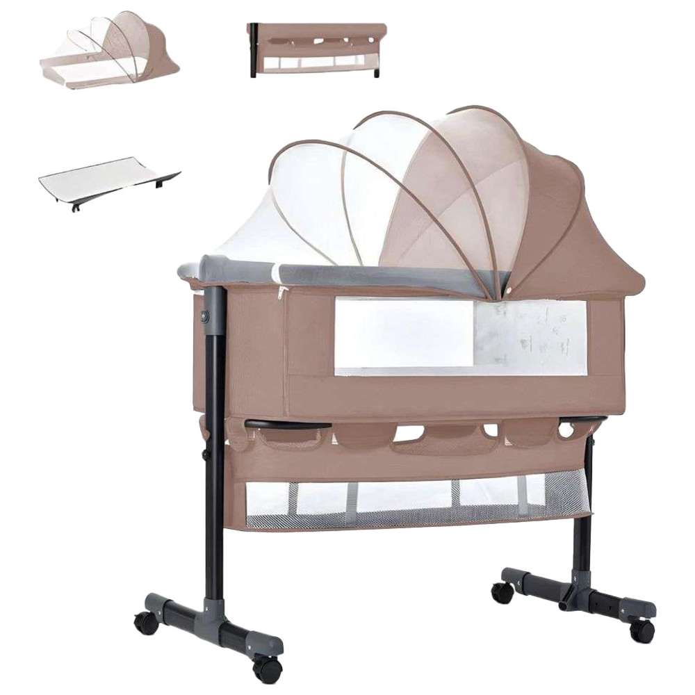 بايبي - مهد جانبي قابل للطي 3 في 1 بعجلات - بيج