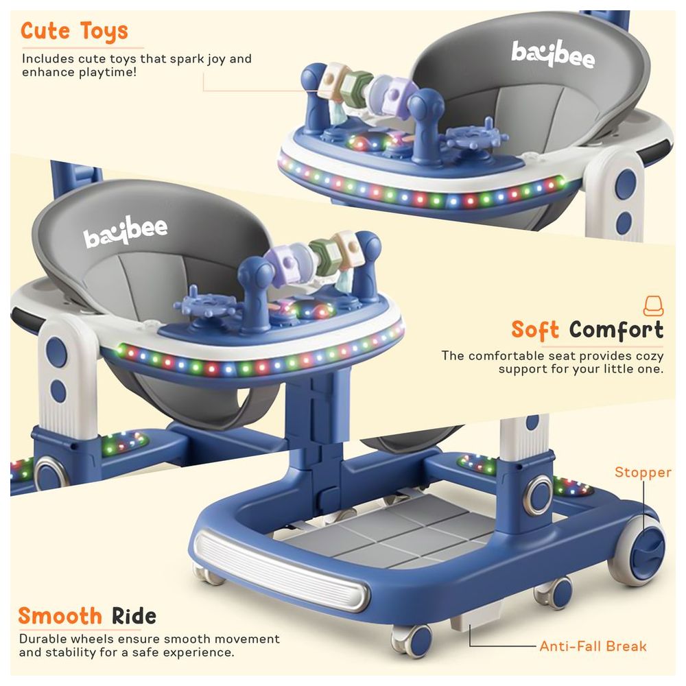 بايبي - مشاية أطفال متعددة الاستخدامات 2 في 1 - أزرق