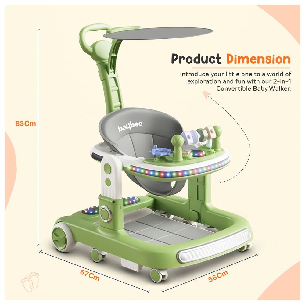 بايبي - مشاية أطفال متعددة الاستخدامات 2 في 1 - أخضر