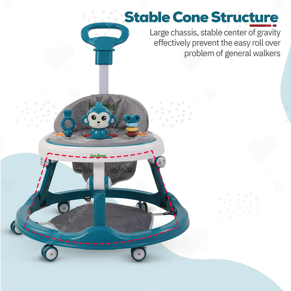 بايبي - مشاية أطفال درونو برو مع مقبض للوالدين وقضيب ألعاب - أزرق