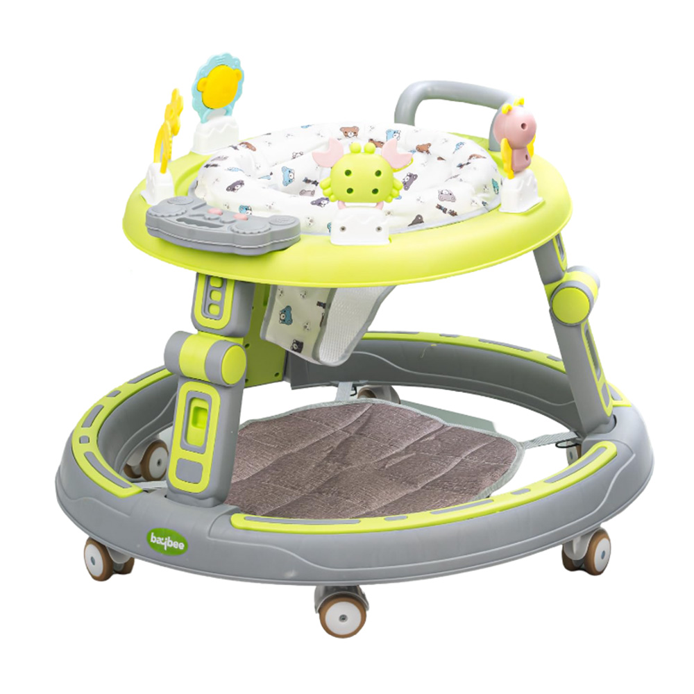 بايبي - مشاية أطفال دائرية 2 في 1 - أخضر فاتح