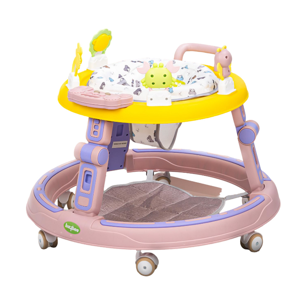 بايبي - مشاية أطفال دائرية 2 في 1 - زهري
