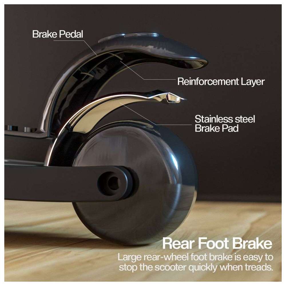 بايبي - سكوتر ألفا للأطفال بعجلات ليد من البولي يوريثان - أسود