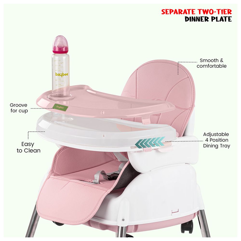 Baybee - 4-in-1 Nora Convertible Baby High Chair - Pink