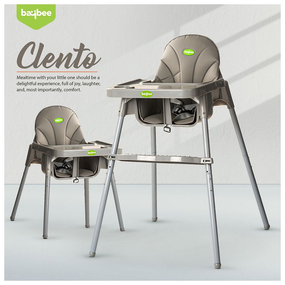 Baybee - 2-in-1 Baby High Chair With Adjustable Height- Grey