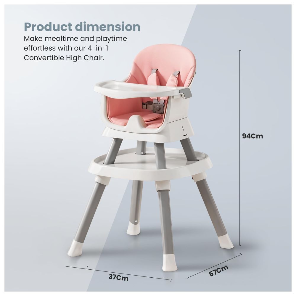 Baybee - 6-in-1 Convertible Baby High Chair - Pink