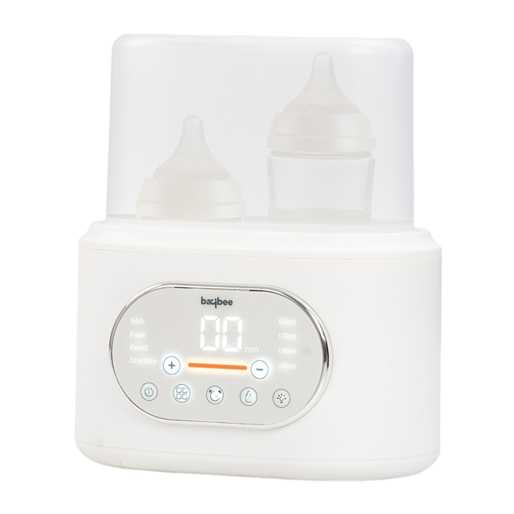 بايبي - جهاز تدفئة وتعقيم رضّاعات الرضاعة المزدوج 10 في 1 - أبيض