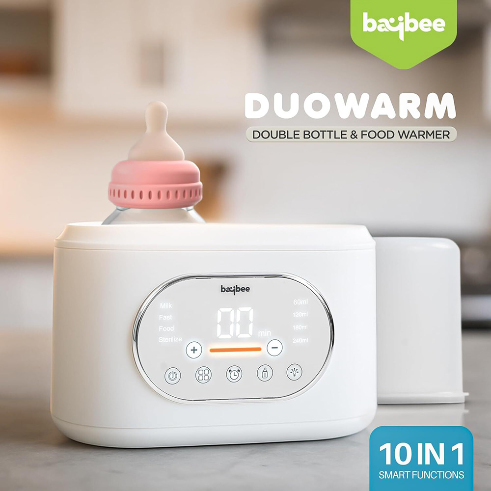 بايبي - جهاز تدفئة وتعقيم رضّاعات الرضاعة المزدوج 10 في 1 - أبيض