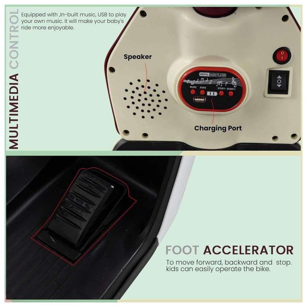 Baybee - Kid's Daft Battery Operated Ride-On Scooter - Brown