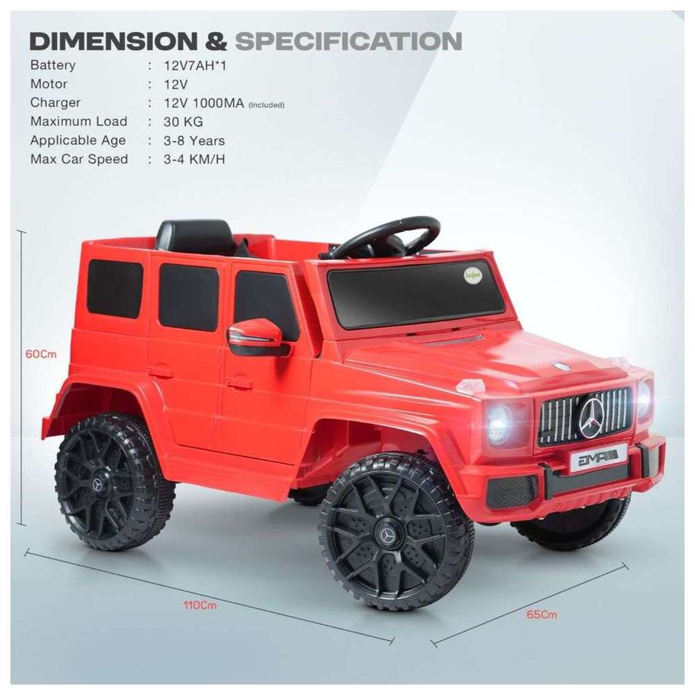 بايبي - سيارة مرسيدس بنز رابتور جيب تعمل بالبطارية للأطفال - حمراء