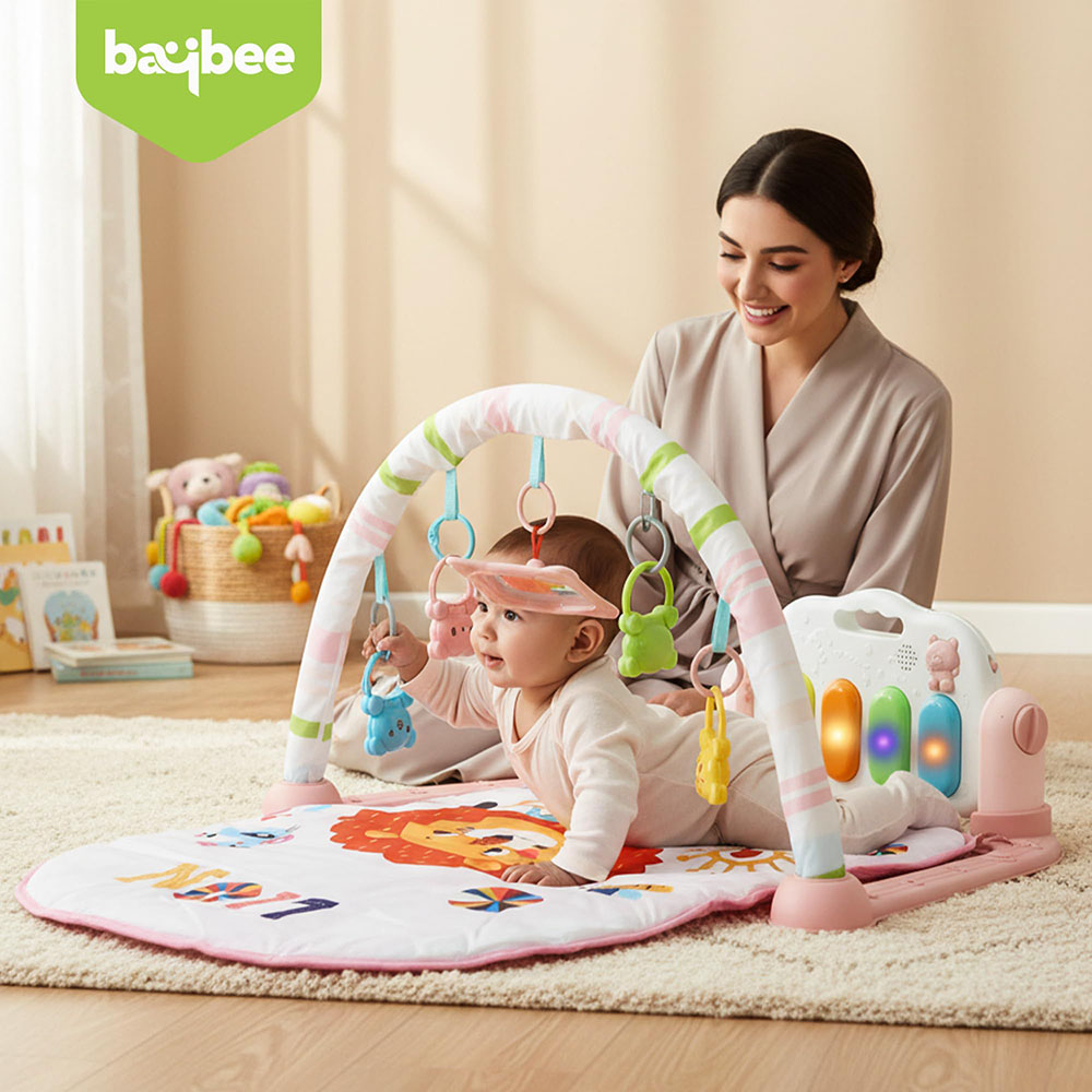 Baybee - Lion Totsy Baby Activity Mat Glow And Play Piano Gym - Pink