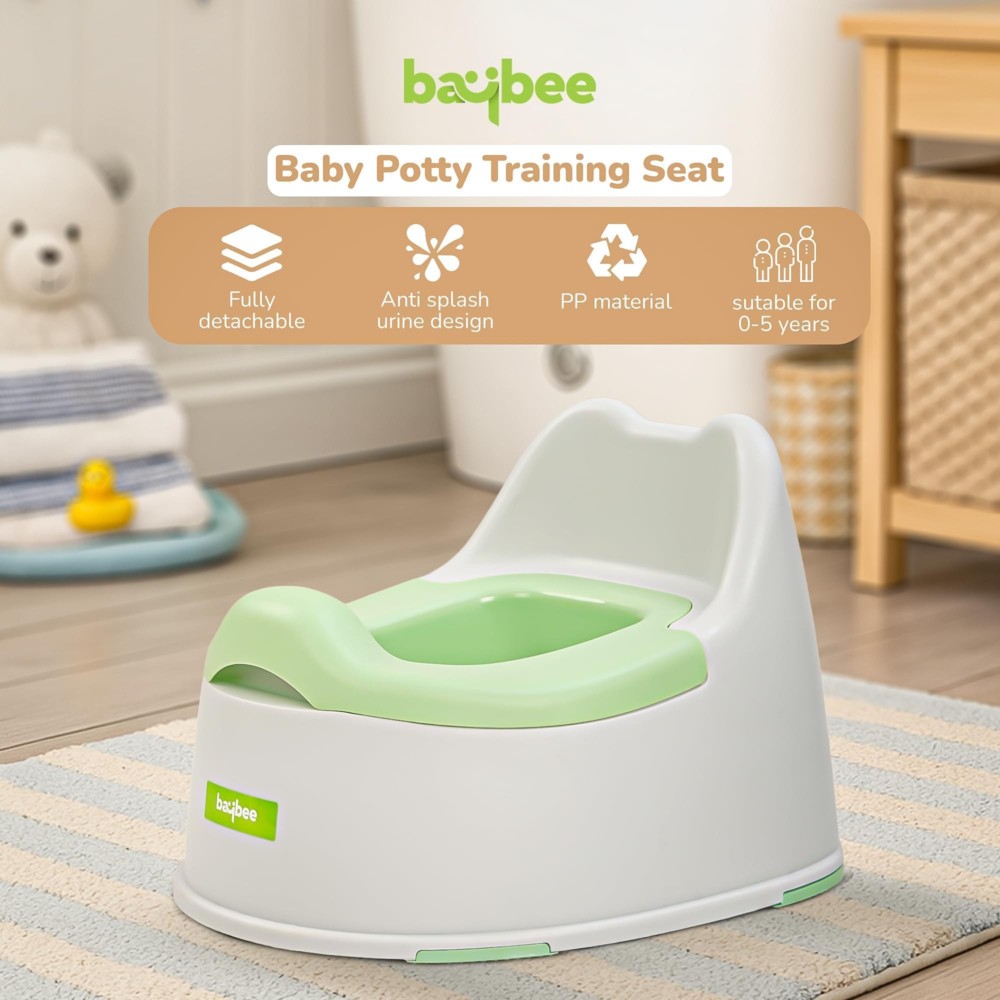 بايبي - مقعد تدريب الطفل على استخدام المرحاض مع صينية قابلة للإزالة ووسادة ناعمة وفرشاة تنظيف