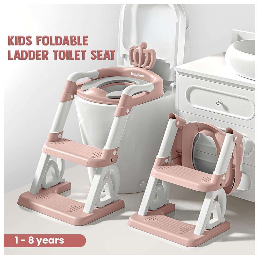 بايبي - كرسي تدريب الحمام - تاج - وردي