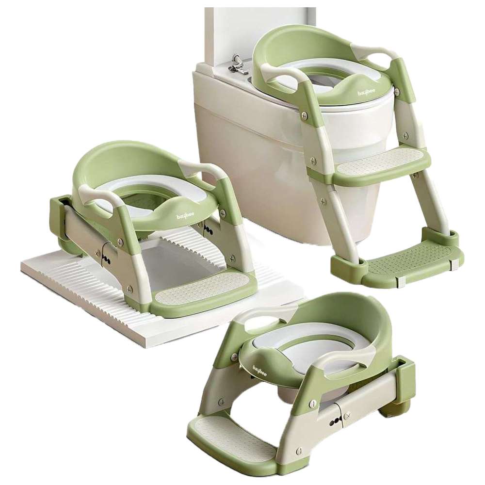 بايبي - كرسي تدريب الحمام للأطفال 3 في 1 مع سلم - أخضر