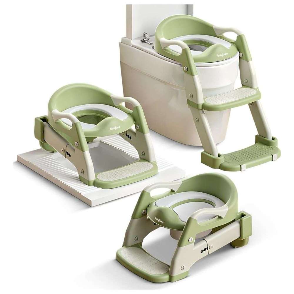 بايبي - كرسي تدريب الحمام للأطفال 3 في 1 مع سلم - أخضر