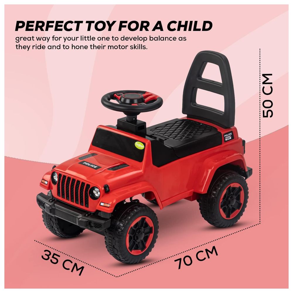 بايبي - سيارة أطفال للركوب والدفع - أحمر