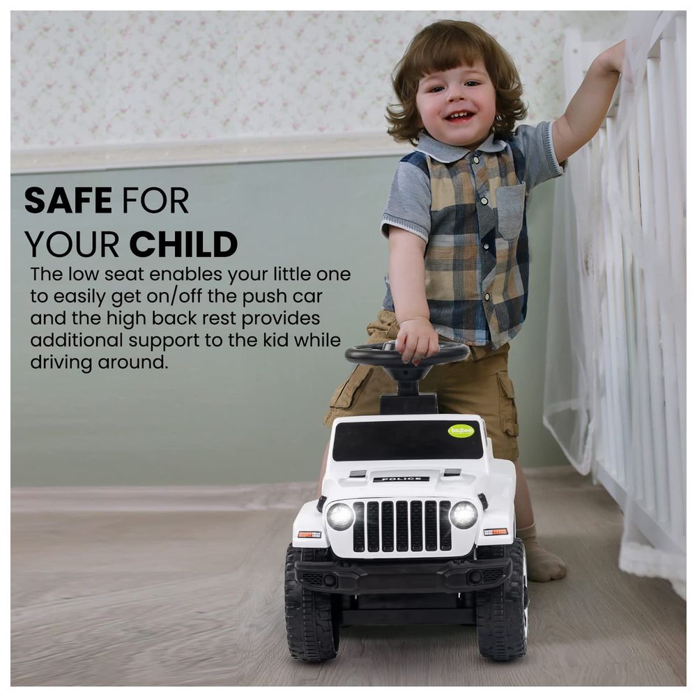بايبي - سيارة أطفال للركوب والدفع - أبيض