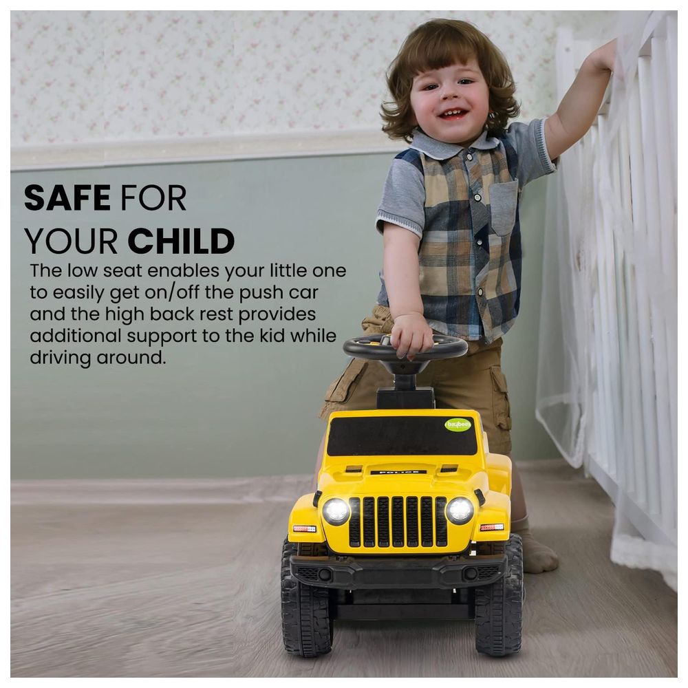 بايبي - سيارة أطفال للركوب والدفع - أصفر