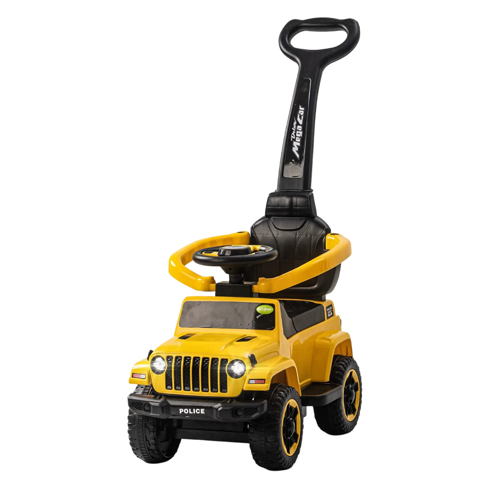 بايبي - سيارة أطفال 2 في 1 للركوب والدفع - أصفر