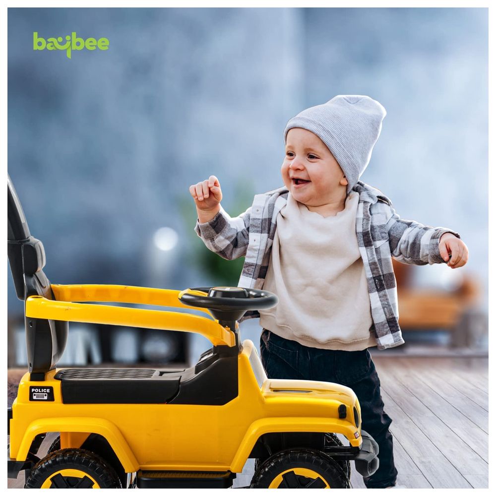 بايبي - سيارة أطفال 2 في 1 للركوب والدفع - أصفر