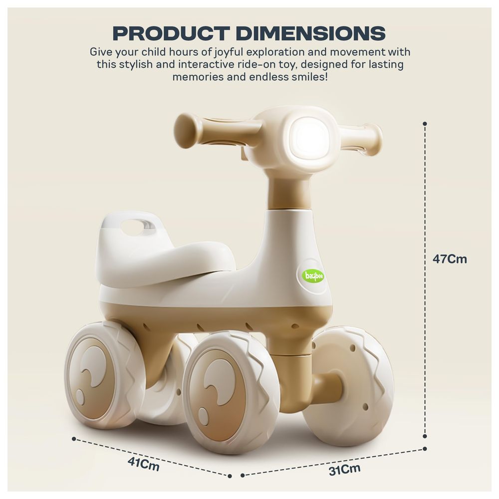 بايبي - سيارة ركوب للأطفال ويجل - أبيض/بيج
