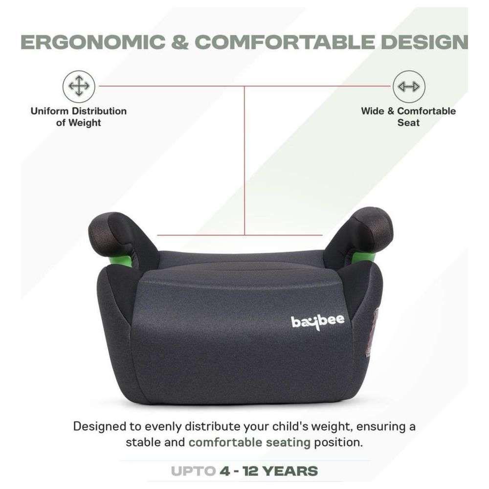 Baybee - Baby Booster Car Seat Without Isofix - Grey