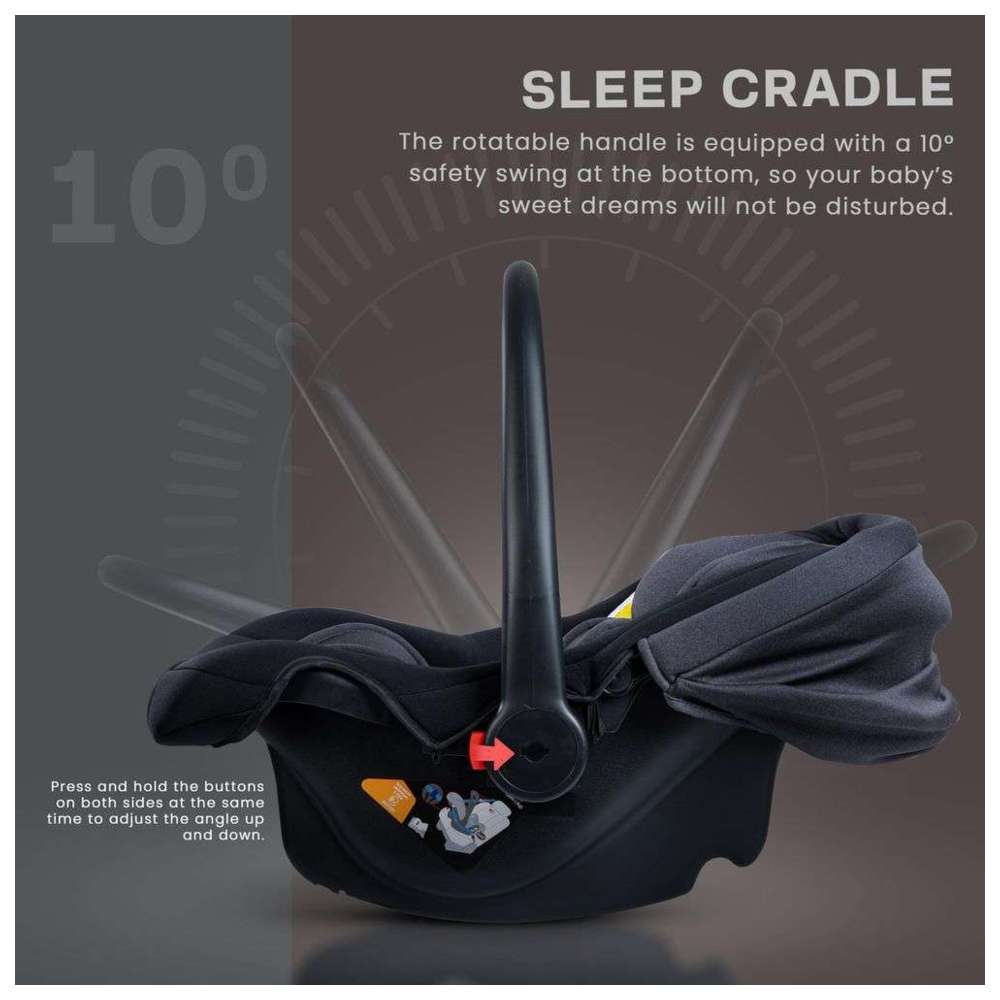 بايبي - مهد محمول وكرسي سيارة للأطفال 3 في 1 - أسود