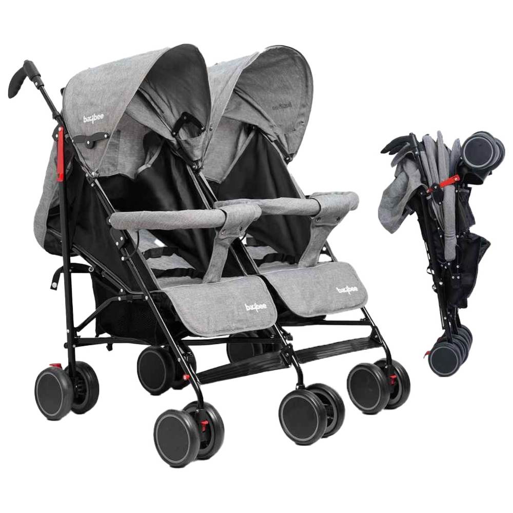 Baybee - 2-in-1 Twin Baby Stroller - Grey