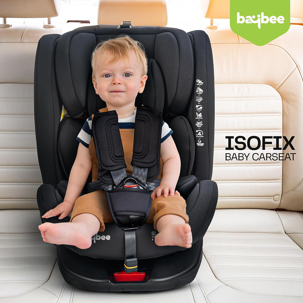 Baybee - Convertible Car Seat With 360 Rotatable Isofix - Pure Black